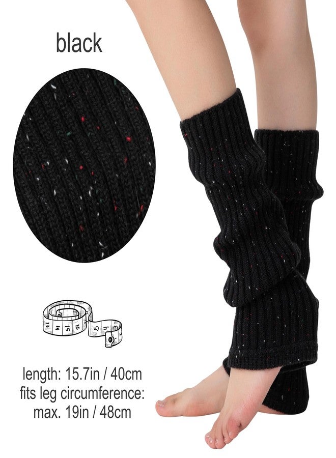 Soxbang Leg Warmers for Women 30% Wool Blend Speckled Knit, Cozy Ribbed Winter Leg Sleeves for Boots, Dance, Casual, Cold Weather Black - Image 5